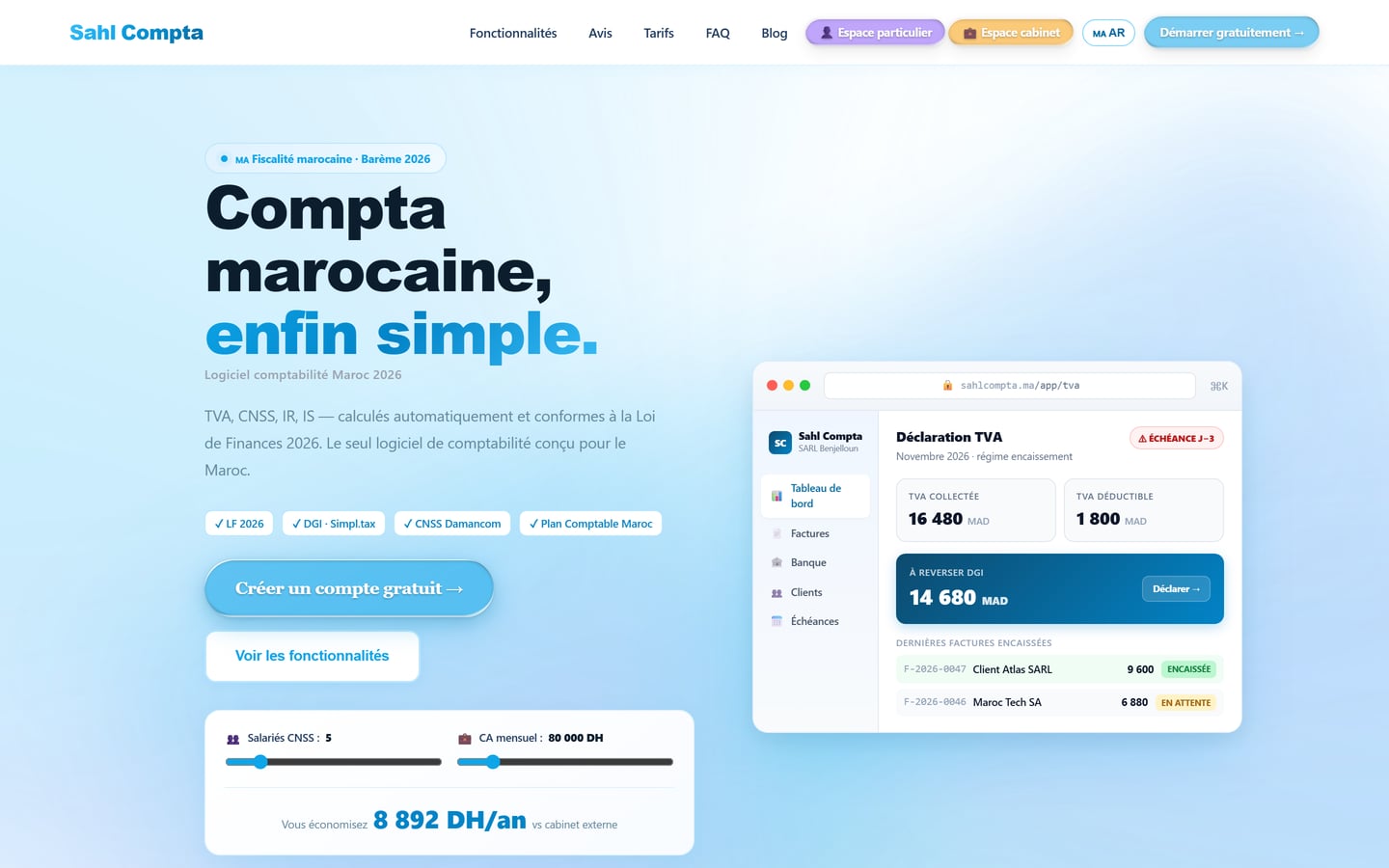 SahlCompta — capture du site